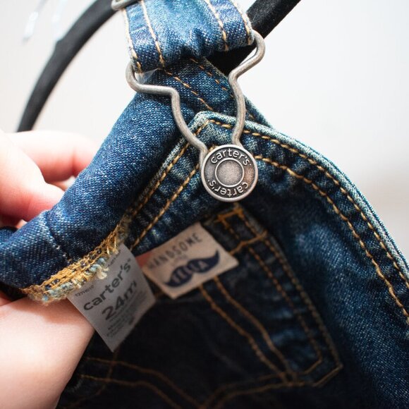 Carter's Toddler Button Bottom Denim Overalls 24Mo - Picture 6 of 6